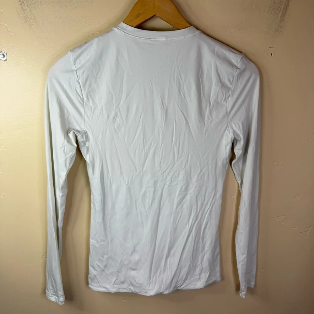 Lululemon Womens Thick Hip Length White‎ Super Soft Long Sleeve Tee Shirt Size 4